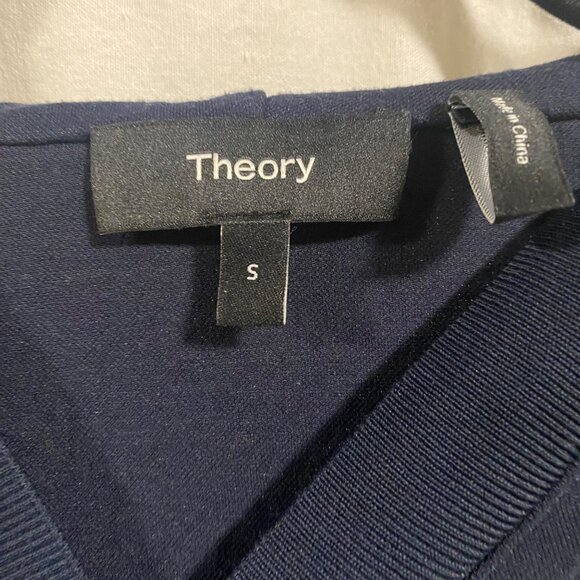 Theory Easy Rib Lightweight Hoodie in Space Knit Luxe Navy Blue Size S - Picture 5 of 8